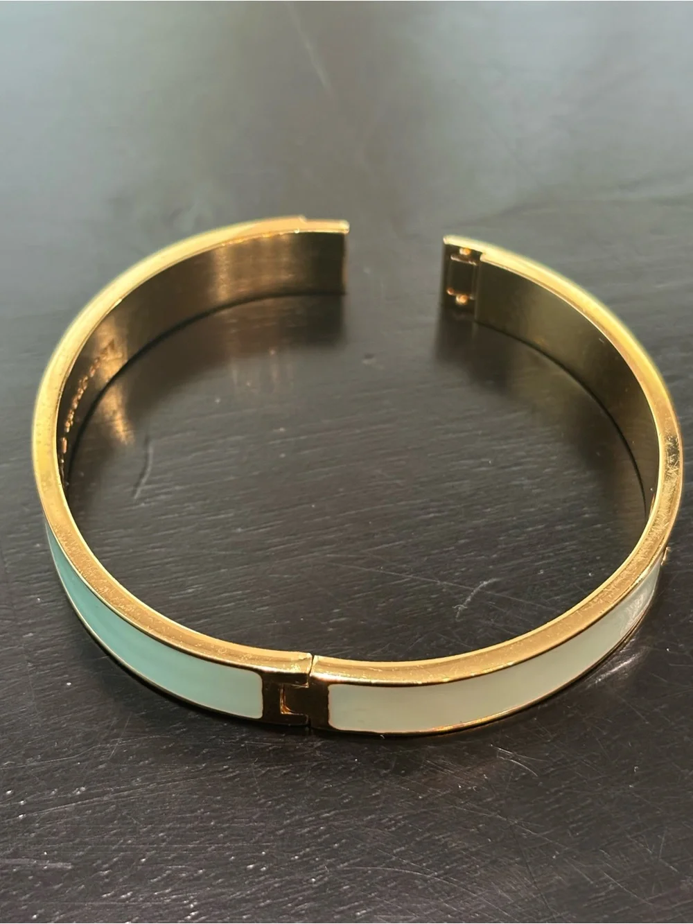 KATE SPADE New York Hole Punch Spade Hinge Bangle Bracelet – Seafoam Green - Picture 6 of 10
